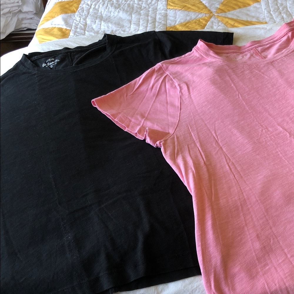 JCrew Girlfriend Tee Bundle. Size XL/black & pink
